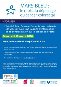 Affiche Mars bleu 16 mars 2016 Hôpital Paul-Brousse Villejuif